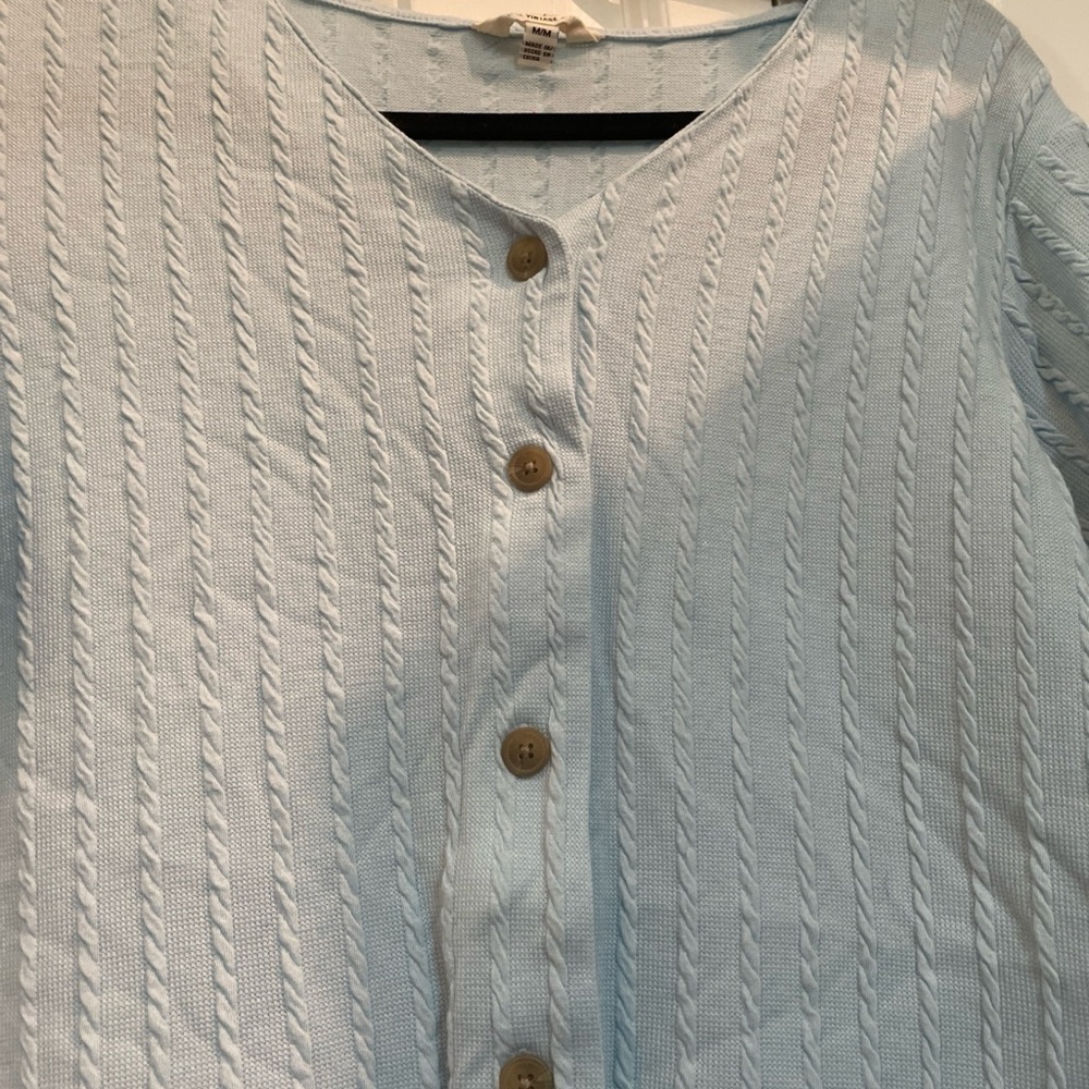 Weatherproof Blue Short Sleeve Ribbed Button Down Shirt - Picture 2 of 5